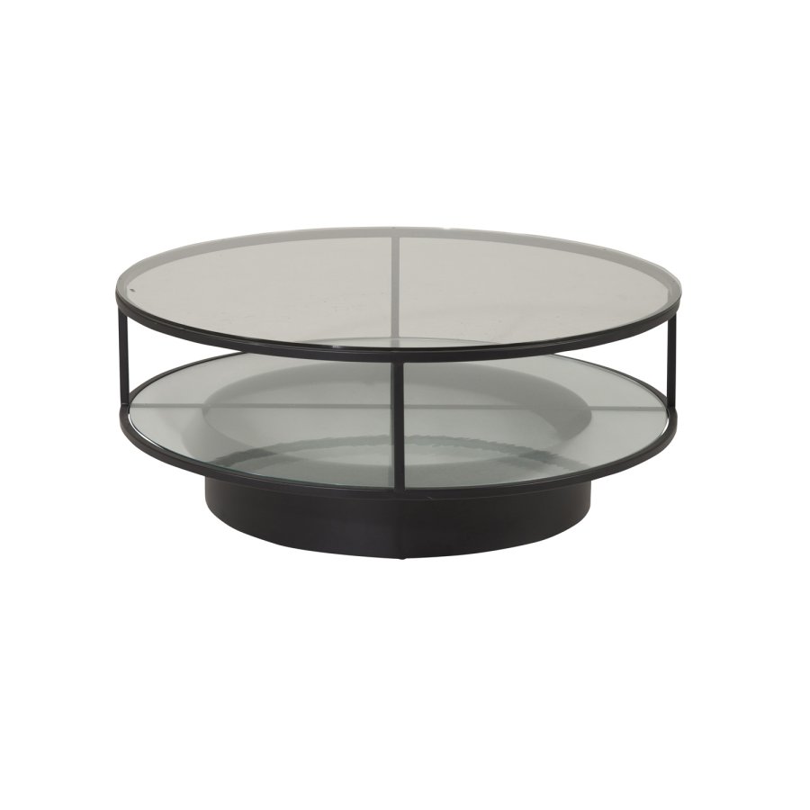 VENTURE DESIGN Falsterbo sofabord, m. hylde - glas og sort metal (100)