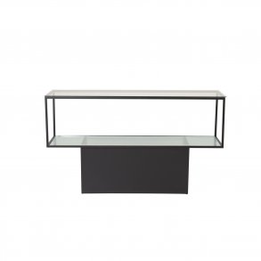 VENTURE DESIGN Maglehem konsolbord, m. hylde - gr glas og sort metal (30x35)