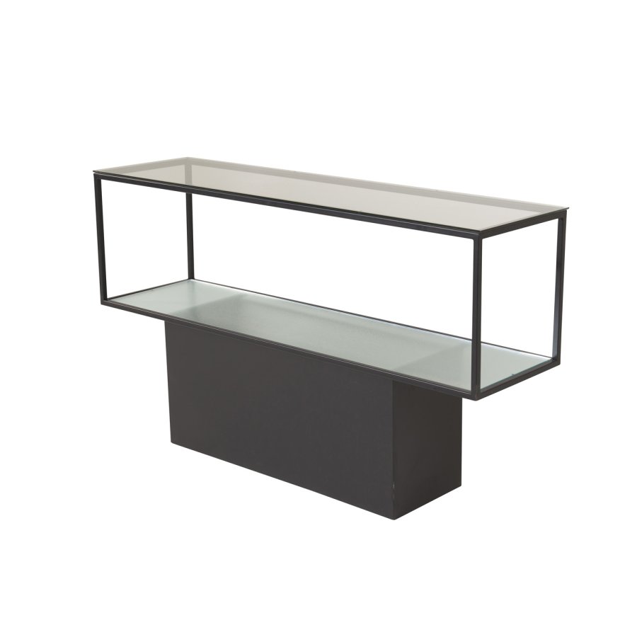 VENTURE DESIGN Maglehem konsolbord, m. hylde - gr glas og sort metal (30x35)