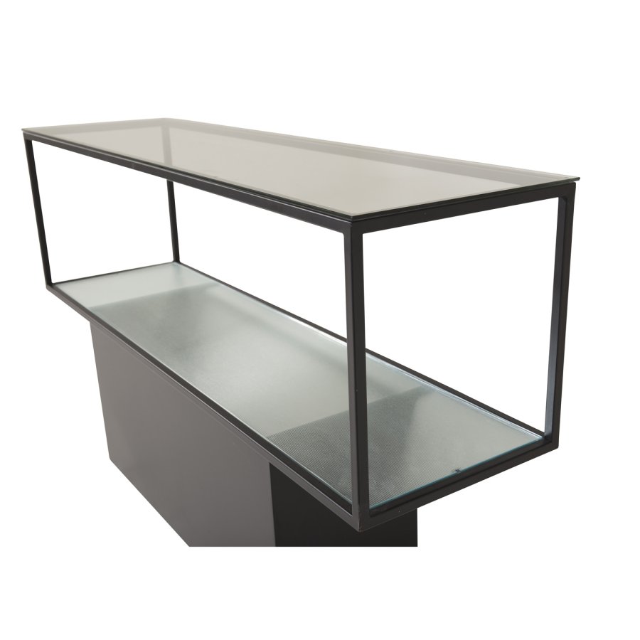 VENTURE DESIGN Maglehem konsolbord, m. hylde - gr glas og sort metal (30x35)