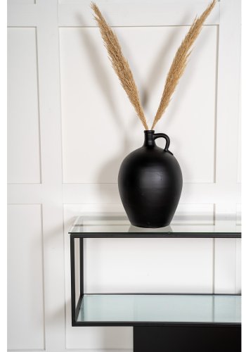 VENTURE DESIGN Maglehem konsolbord, m. hylde - gr glas og sort metal (30x35)