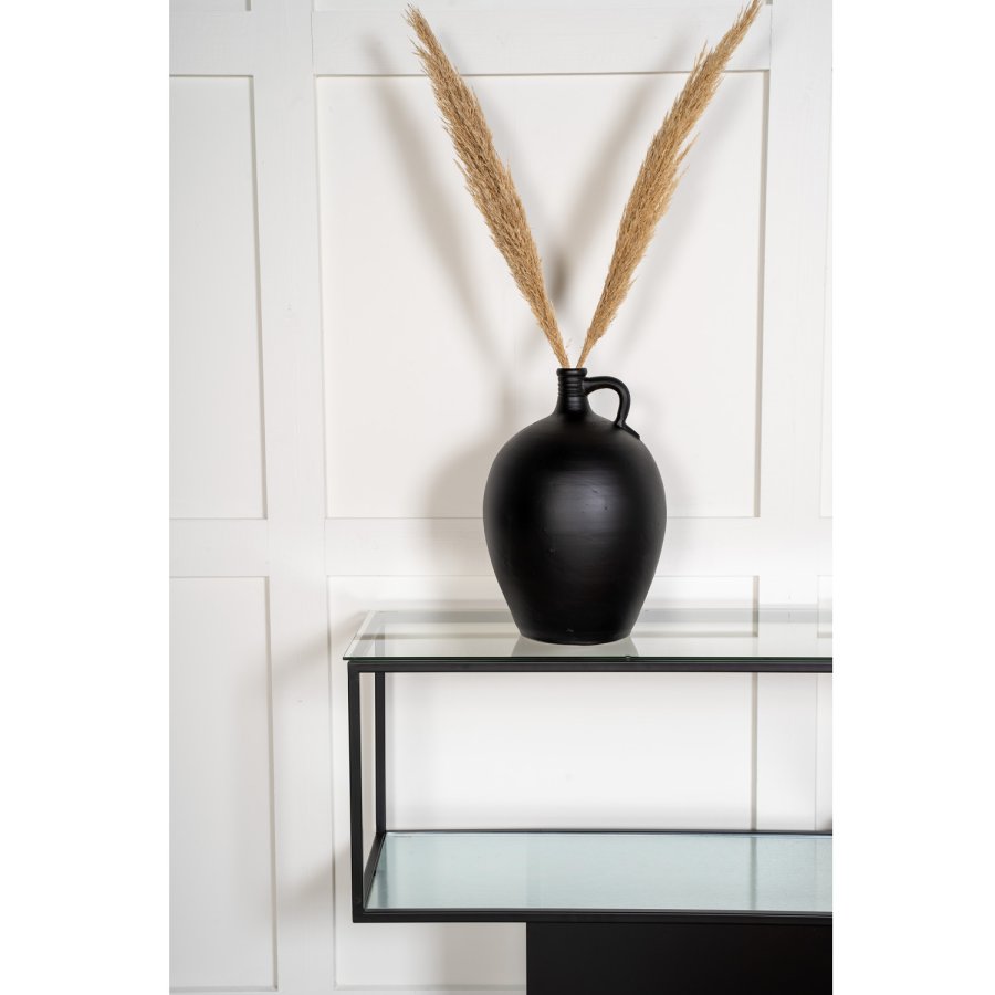 VENTURE DESIGN Maglehem konsolbord, m. hylde - gr glas og sort metal (30x35)