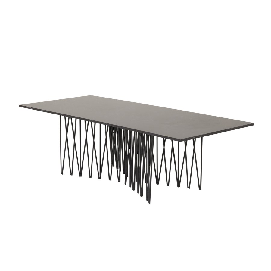 VENTURE DESIGN Stone sofabord, rektangulr - sort kunstig sten og metal (140x60)