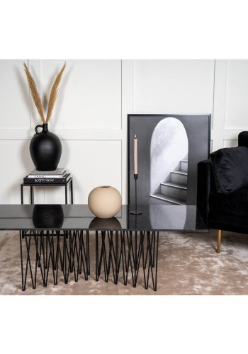 VENTURE DESIGN Stone sofabord, rektangulr - sort kunstig sten og metal (140x60)