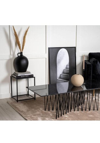 VENTURE DESIGN Stone sofabord, rektangulr - sort kunstig sten og metal (140x60)