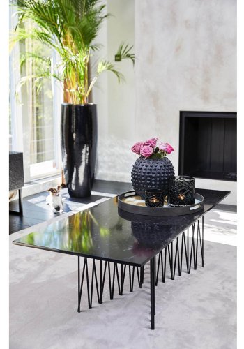 VENTURE DESIGN Stone sofabord, rektangulr - sort kunstig sten og metal (140x60)