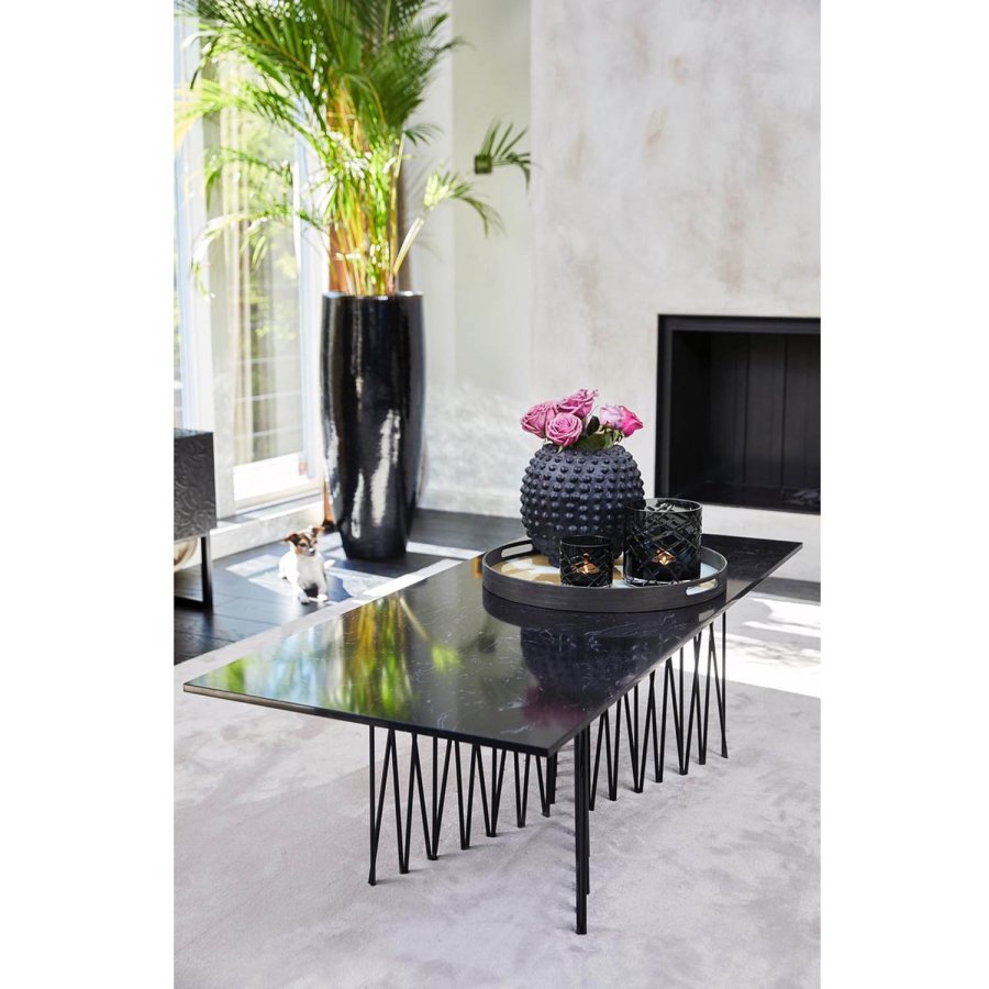 VENTURE DESIGN Stone sofabord, rektangulr - sort kunstig sten og metal (140x60)