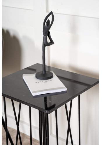 VENTURE DESIGN Stone sidebord, kvadratisk - sort kunstig sten og sort metal (40x40)