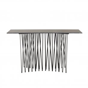 VENTURE DESIGN Stone high sidebord, rektangulr - sort kunstig sten og sort metal (130x37)