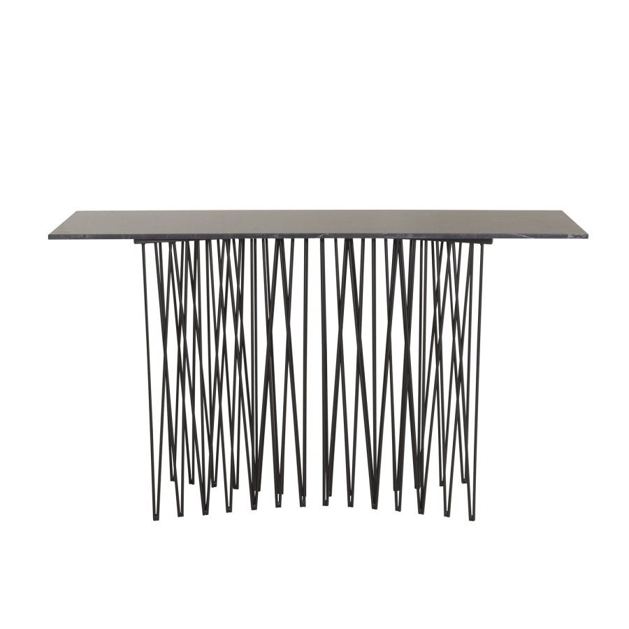 VENTURE DESIGN Stone high sidebord, rektangulr - sort kunstig sten og sort metal (130x37)