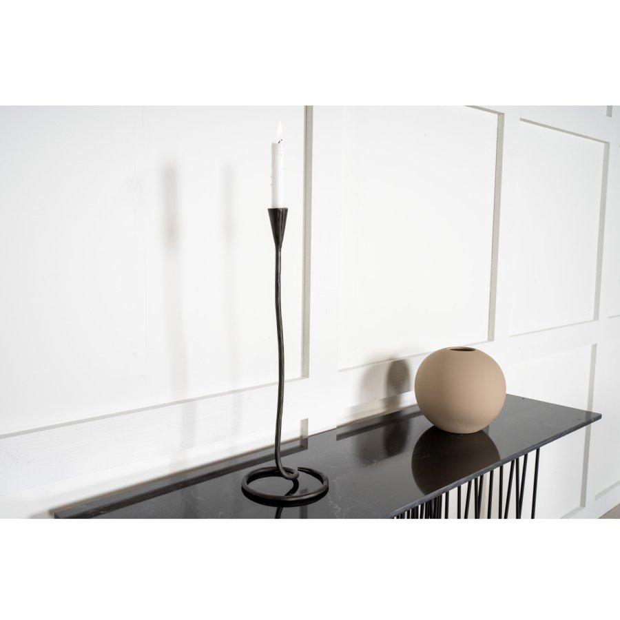 VENTURE DESIGN Stone high sidebord, rektangulr - sort kunstig sten og sort metal (130x37)