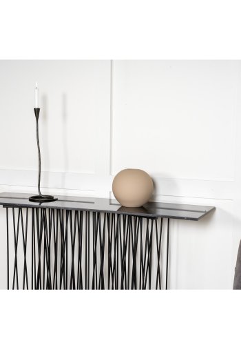 VENTURE DESIGN Stone high sidebord, rektangulr - sort kunstig sten og sort metal (130x37)