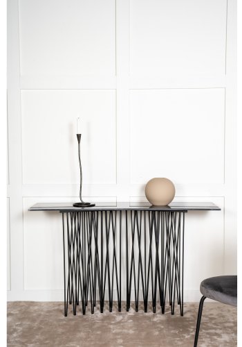 VENTURE DESIGN Stone high sidebord, rektangulr - sort kunstig sten og sort metal (130x37)