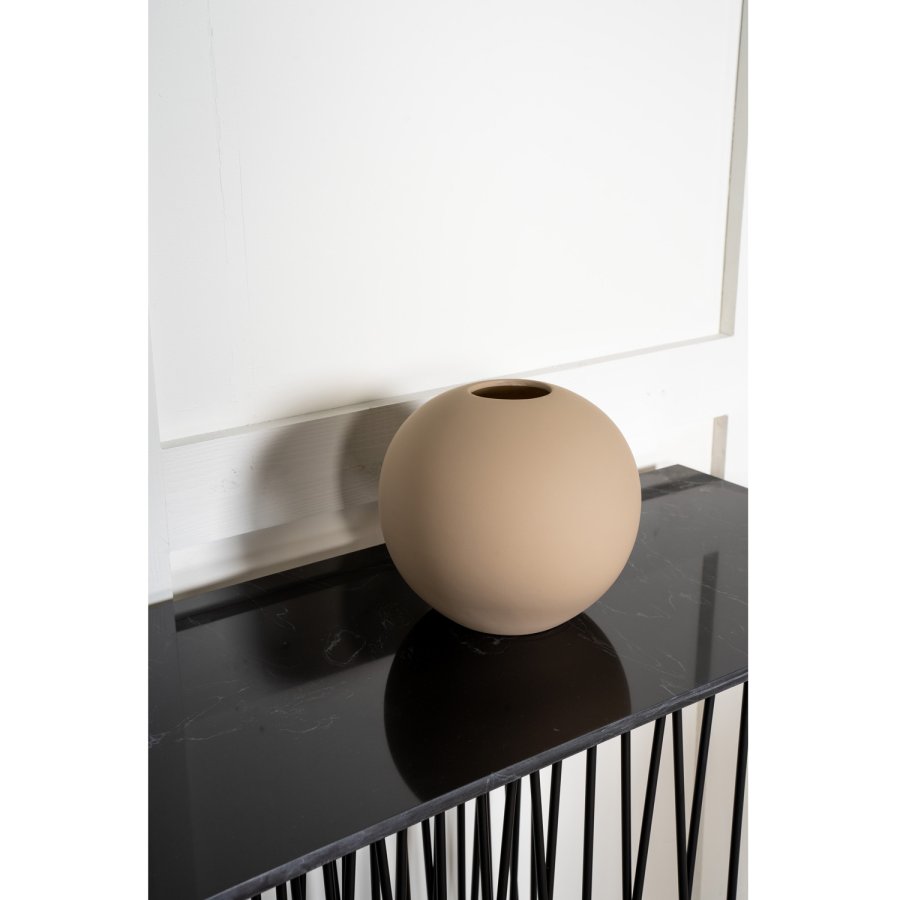 VENTURE DESIGN Stone high sidebord, rektangulr - sort kunstig sten og sort metal (130x37)