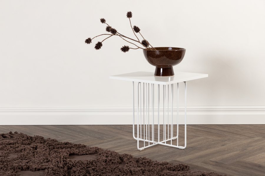 VENTURE DESIGN Dayton sofabord, kvadratisk - hvid MDF og hvid stl (40x40)