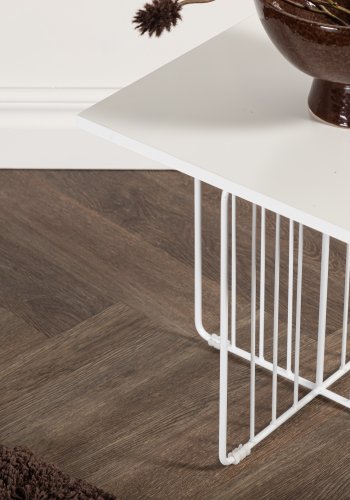 VENTURE DESIGN Dayton sofabord, kvadratisk - hvid MDF og hvid stl (40x40)