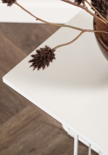 VENTURE DESIGN Dayton sofabord, kvadratisk - hvid MDF og hvid stl (40x40)