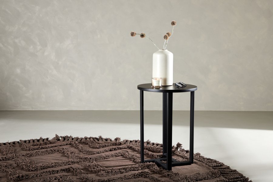 VENTURE DESIGN Lawton sofabord, rund - sort MDF og sort stl (40)