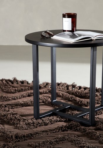 VENTURE DESIGN Lawton sofabord, rund - sort MDF og sort stl (50)