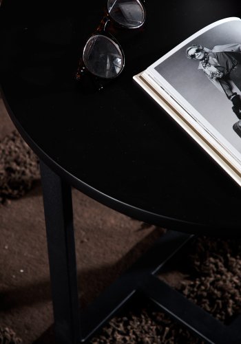 VENTURE DESIGN Lawton sofabord, rund - sort MDF og sort stl (50)