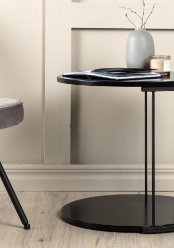 VENTURE DESIGN Hobart sofabord, rund - sort MDF og sort stl (50)