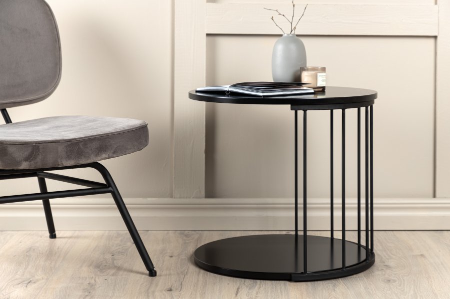 VENTURE DESIGN Hobart sofabord, rund - sort MDF og sort stl (50)