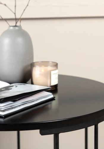 VENTURE DESIGN Hobart sofabord, rund - sort MDF og sort stl (50)
