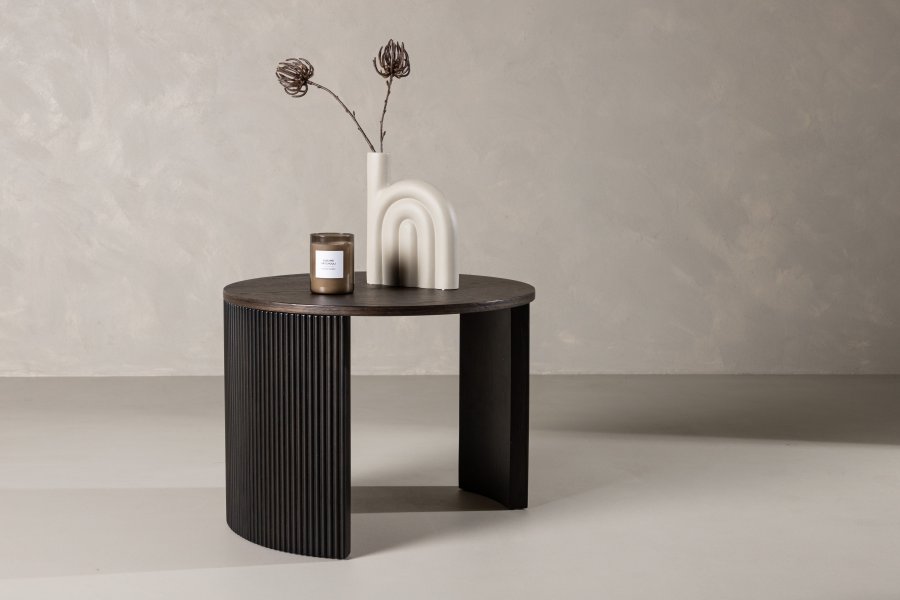 VENTURE DESIGN Bristol sofabord, rund - mokka MDF/askefinér (60)
