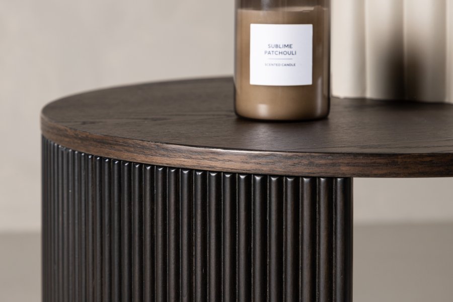 VENTURE DESIGN Bristol sofabord, rund - mokka MDF/askefinér (60)