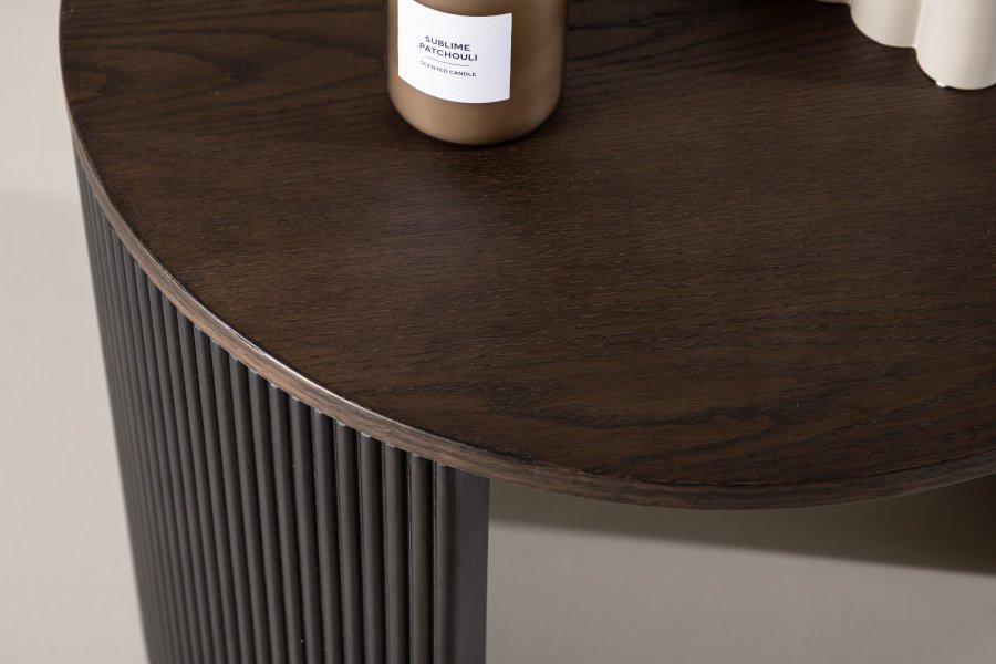 VENTURE DESIGN Bristol sofabord, rund - mokka MDF/askefinér (60)