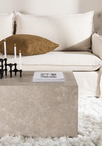VENTURE DESIGN York Low sofabord, rektangulr - beige marmormnstret MDF (80x60)