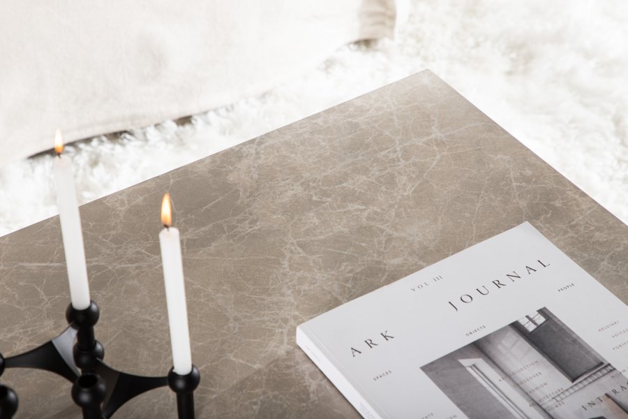 VENTURE DESIGN York Low sofabord, rektangulr - beige marmormnstret MDF (80x60)