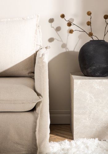 VENTURE DESIGN York High sofabord, kvadratisk - beige marmormnstret MDF (40x40)