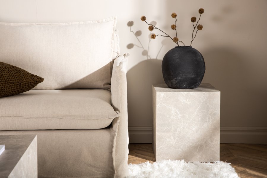 VENTURE DESIGN York High sofabord, kvadratisk - beige marmormnstret MDF (40x40)