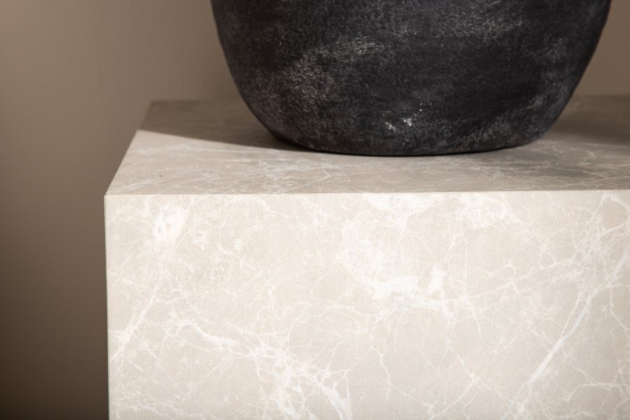 VENTURE DESIGN York High sofabord, kvadratisk - beige marmormnstret MDF (40x40)