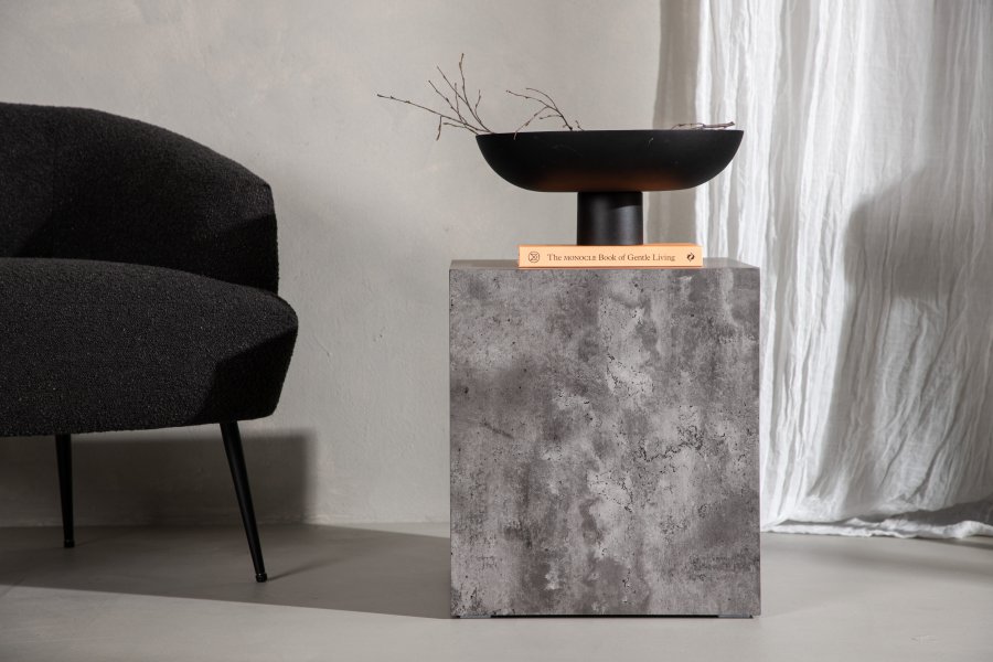 VENTURE DESIGN York High sofabord, kvadratisk - mrkegr marmormnstret MDF (40x40)