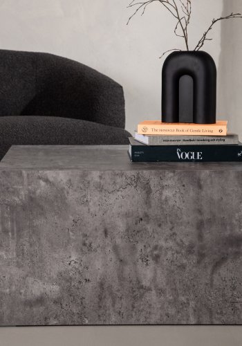 VENTURE DESIGN York Low sofabord, rektangulr - mrkegr marmormnstret MDF (80x60)