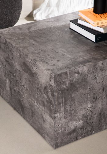 VENTURE DESIGN York Low sofabord, rektangulr - mrkegr marmormnstret MDF (80x60)