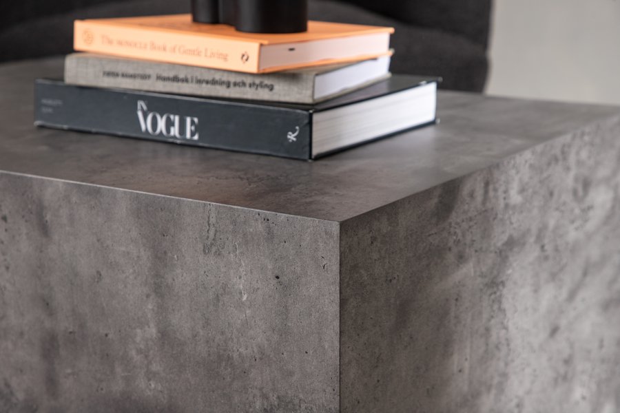 VENTURE DESIGN York Low sofabord, rektangulr - mrkegr marmormnstret MDF (80x60)