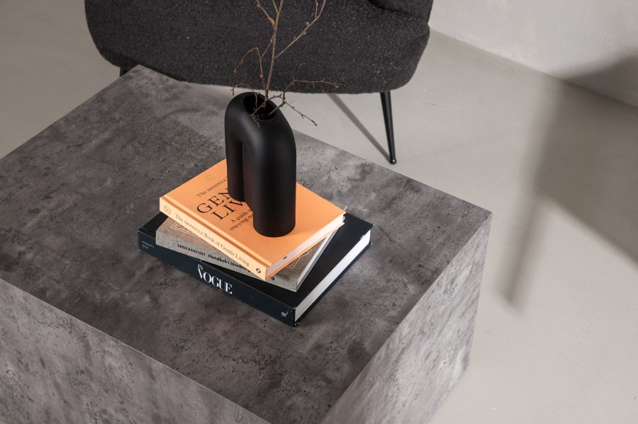 VENTURE DESIGN York Low sofabord, rektangulr - mrkegr marmormnstret MDF (80x60)