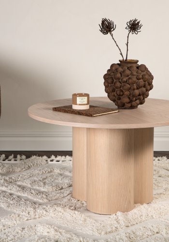 VENTURE DESIGN Olivia sofabord, rund - hvidkalket finér (80)