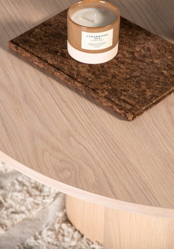 VENTURE DESIGN Olivia sofabord, rund - hvidkalket finér (80)