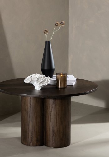 VENTURE DESIGN Olivia sofabord, rund - mokka finér (80)