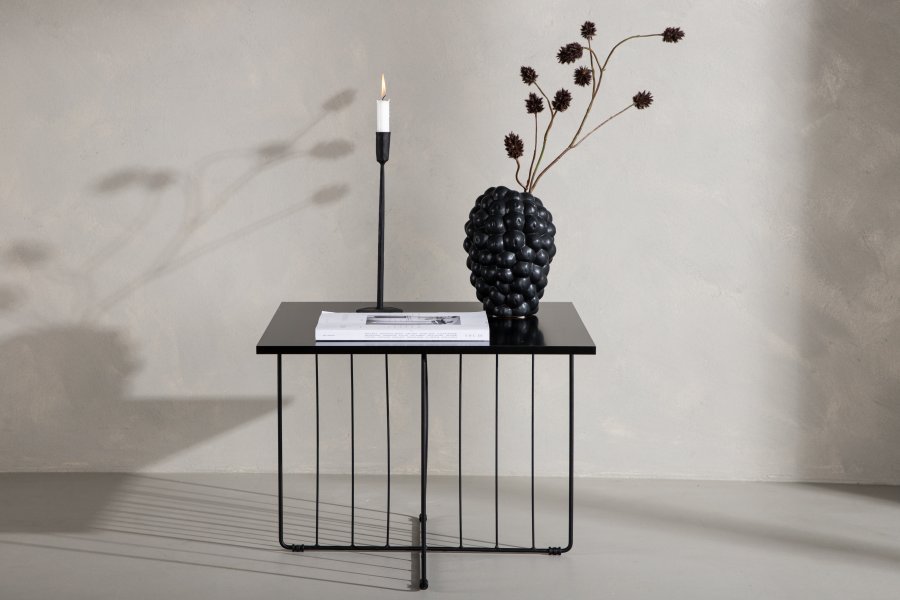 VENTURE DESIGN Dayton sofabord, kvadratisk - sort MDF og sort stl (60x60)