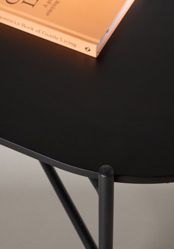 VENTURE DESIGN Pueblo sofabord, oval - sort MDF og sort stl (120x60)
