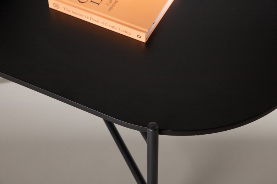 VENTURE DESIGN Pueblo sofabord, oval - sort MDF og sort stl (120x60)