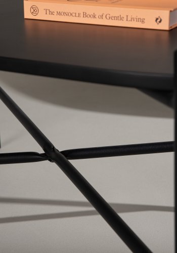 VENTURE DESIGN Pueblo sofabord, oval - sort MDF og sort stl (120x60)