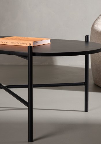 VENTURE DESIGN Pueblo sofabord, oval - sort MDF og sort stl (120x60)