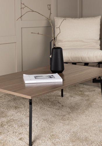 VENTURE DESIGN Bethan sofabord, rektangulr - valnddefarvet MDF og sort stl (120x70)