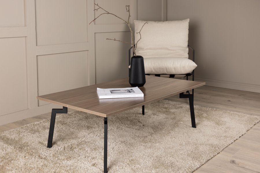 VENTURE DESIGN Bethan sofabord, rektangulr - valnddefarvet MDF og sort stl (120x70)